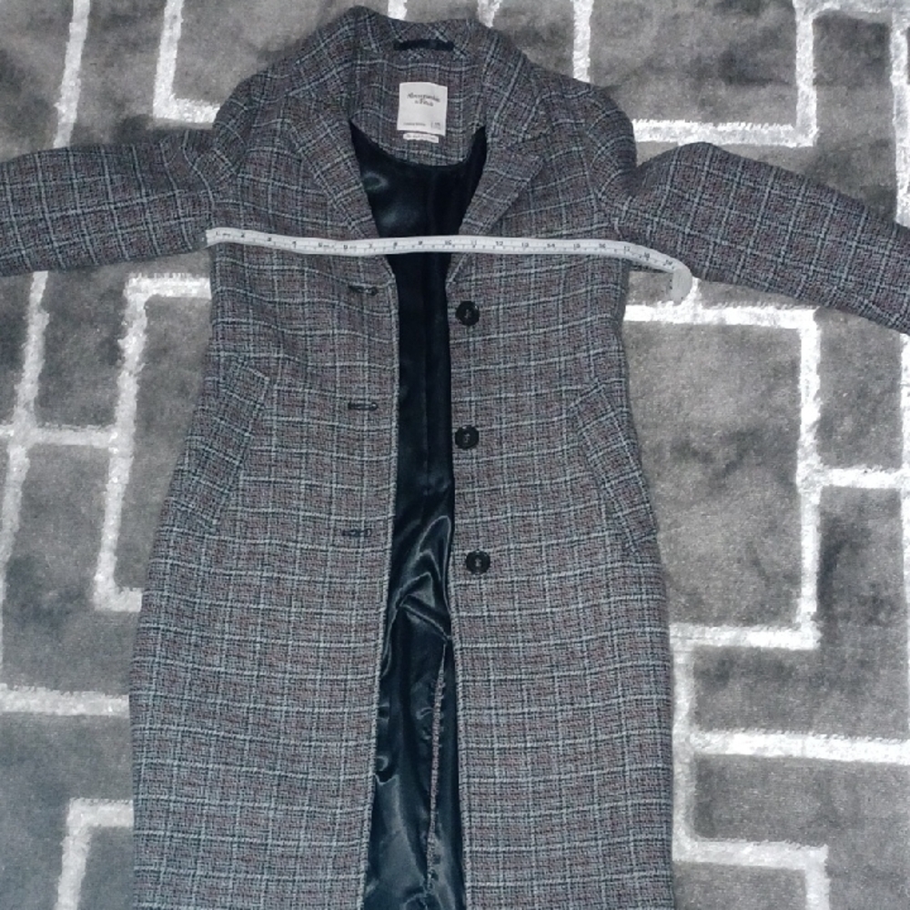 Abercrombie & Fitch Black and Gray Trench Coat